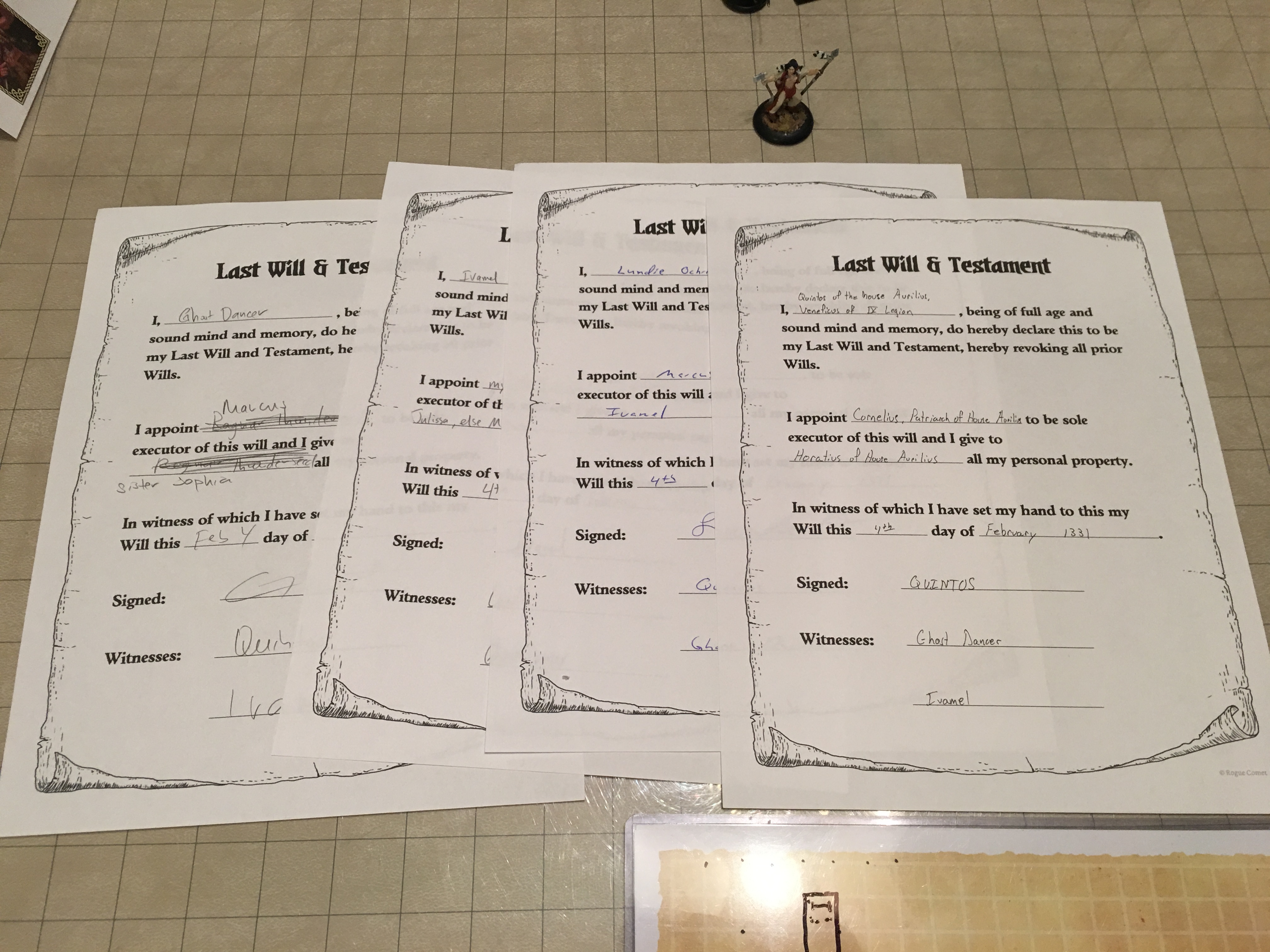 Players had to fill out their Last Will & Testament before the encounter with the Wraith!